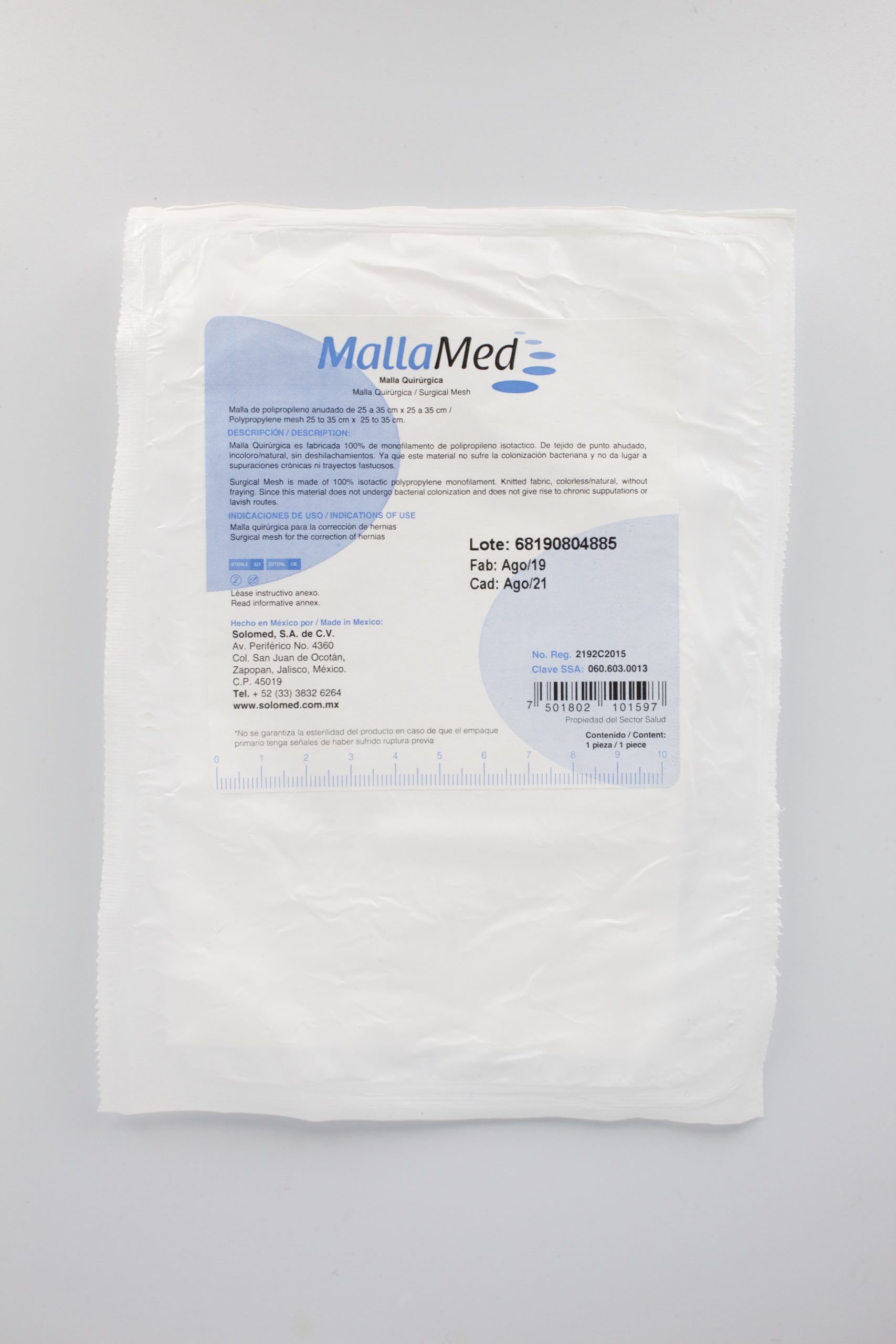 MALLA DE PROLENE, MARCA MED –