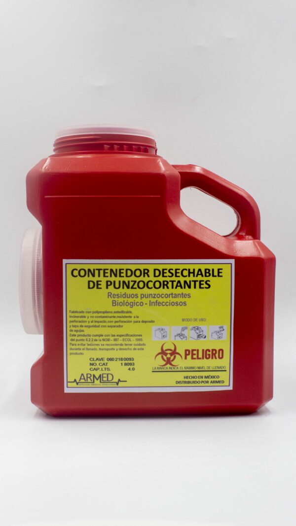 CONTENEDOR DESECHABLE DE PUNZOCORTANTES MARCA ARMED